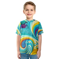 Abstract Waves Ocean Sea Whimsical Kids  Sport Mesh T-shirt