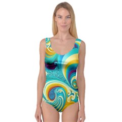 Abstract Waves Ocean Sea Whimsical Princess Tank Leotard 