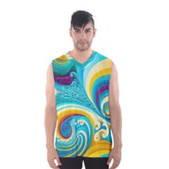 Abstract Waves Ocean Sea Whimsical Men s Basketball Tank Top by Maspions