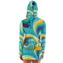 Abstract Waves Ocean Sea Whimsical Long Sleeve Hooded T-shirt View2