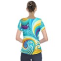 Abstract Waves Ocean Sea Whimsical Short Sleeve Front Detail Top View2