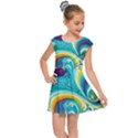 Abstract Waves Ocean Sea Whimsical Kids  Cap Sleeve Dress View1