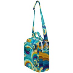 Abstract Waves Ocean Sea Whimsical Crossbody Day Bag by Maspions