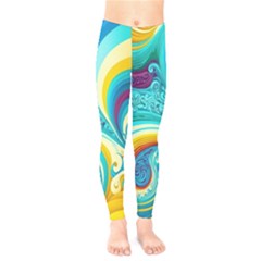 Abstract Waves Ocean Sea Whimsical Kids  Leggings