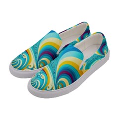 Abstract Waves Ocean Sea Whimsical Women s Canvas Slip Ons