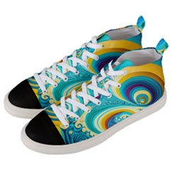 Abstract Waves Ocean Sea Whimsical Men s Mid-top Canvas Sneakers by Maspions