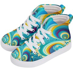 Abstract Waves Ocean Sea Whimsical Kids  Hi-top Skate Sneakers