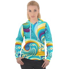 Abstract Waves Ocean Sea Whimsical Women s Overhead Hoodie by Maspions