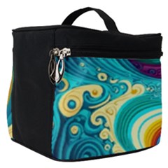 Abstract Waves Ocean Sea Whimsical Make Up Travel Bag (small)