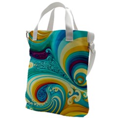 Abstract Waves Ocean Sea Whimsical Canvas Messenger Bag