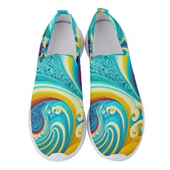 Abstract Waves Ocean Sea Whimsical Women s Slip On Sneakers by Maspions