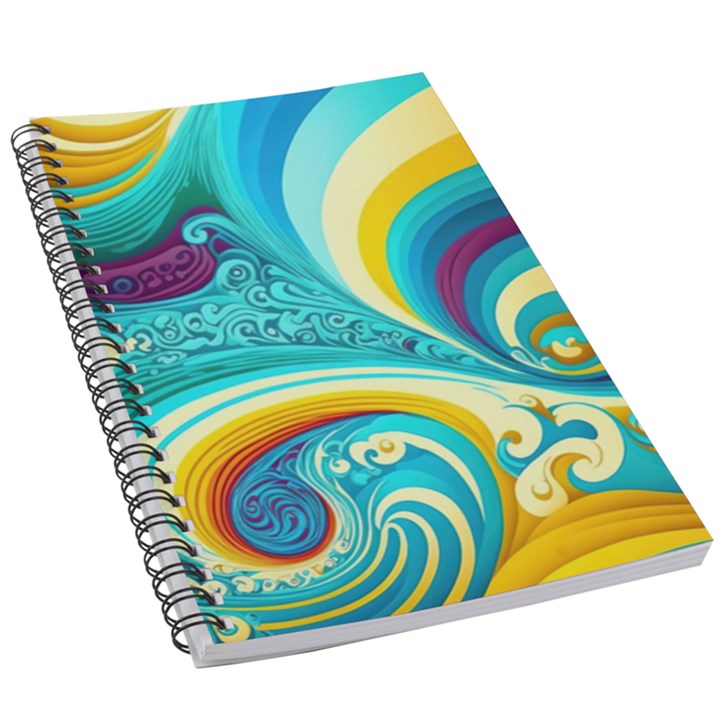 Abstract Waves Ocean Sea Whimsical 5.5  x 8.5  Notebook