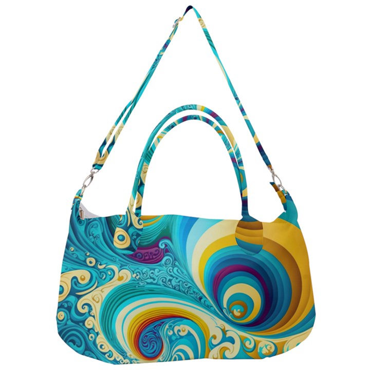 Abstract Waves Ocean Sea Whimsical Removable Strap Handbag