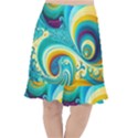 Abstract Waves Ocean Sea Whimsical Fishtail Chiffon Skirt View1