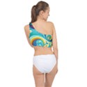 Abstract Waves Ocean Sea Whimsical Spliced Up Bikini Top  View2