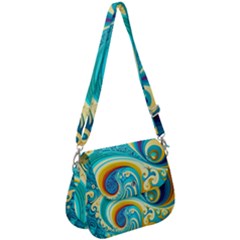 Abstract Waves Ocean Sea Whimsical Saddle Handbag by Maspions