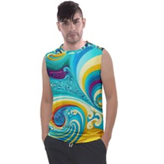 Abstract Waves Ocean Sea Whimsical Men s Regular Tank Top