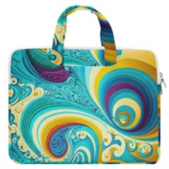 Abstract Waves Ocean Sea Whimsical Macbook Pro 13  Double Pocket Laptop Bag