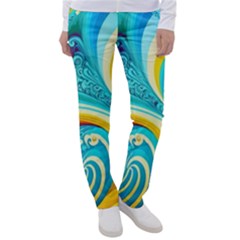 Abstract Waves Ocean Sea Whimsical Women s Casual Pants