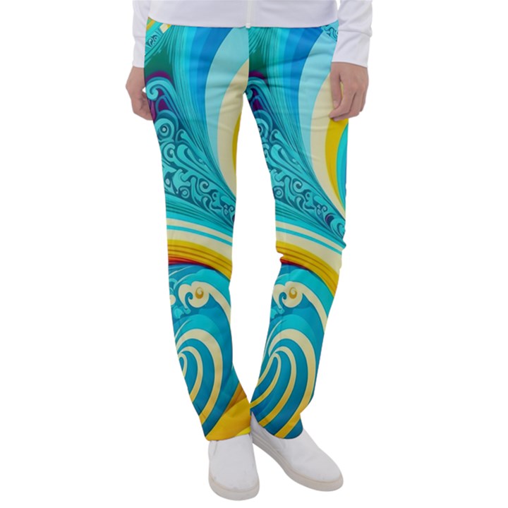 Abstract Waves Ocean Sea Whimsical Women s Casual Pants