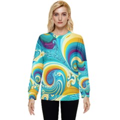 Abstract Waves Ocean Sea Whimsical Hidden Pocket Sweatshirt by Maspions