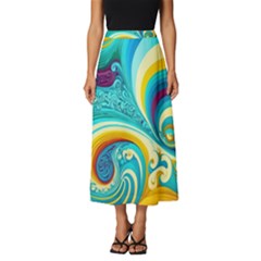 Abstract Waves Ocean Sea Whimsical Classic Midi Chiffon Skirt