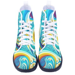 Abstract Waves Ocean Sea Whimsical Kid s High-top Canvas Sneakers by Maspions