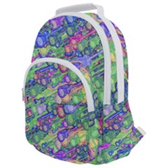 Sktechy Style Guitar Drawing Motif Colorful Random Pattern Wb Rounded Multi Pocket Backpack by dflcprintsclothing