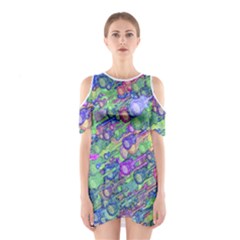 Sktechy Style Guitar Drawing Motif Colorful Random Pattern Wb Shoulder Cutout One Piece Dress by dflcprintsclothing