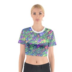 Sktechy Style Guitar Drawing Motif Colorful Random Pattern Wb Cotton Crop Top by dflcprintsclothing