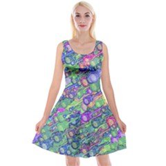 Sktechy Style Guitar Drawing Motif Colorful Random Pattern Wb Reversible Velvet Sleeveless Dress