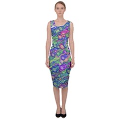 Sktechy Style Guitar Drawing Motif Colorful Random Pattern Wb Sleeveless Pencil Dress by dflcprintsclothing