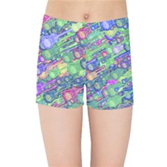 Sktechy Style Guitar Drawing Motif Colorful Random Pattern Wb Kids  Sports Shorts