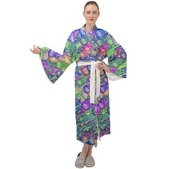 Sktechy Style Guitar Drawing Motif Colorful Random Pattern Wb Maxi Velvet Kimono by dflcprintsclothing