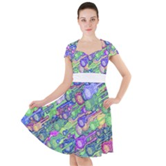 Sktechy Style Guitar Drawing Motif Colorful Random Pattern Wb Cap Sleeve Midi Dress