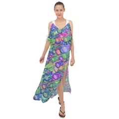 Sktechy Style Guitar Drawing Motif Colorful Random Pattern Wb Maxi Chiffon Cover Up Dress by dflcprintsclothing