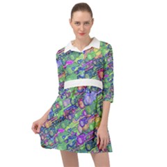 Sktechy Style Guitar Drawing Motif Colorful Random Pattern Wb Mini Skater Shirt Dress by dflcprintsclothing