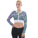 Sktechy Style Guitar Drawing Motif Colorful Random Pattern Wb Long Sleeve Cropped Velvet Jacket View1