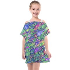 Sktechy Style Guitar Drawing Motif Colorful Random Pattern Wb Kids  One Piece Chiffon Dress by dflcprintsclothing