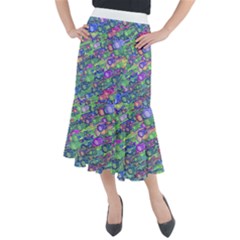 Sktechy Style Guitar Drawing Motif Colorful Random Pattern Wb Midi Mermaid Skirt by dflcprintsclothing