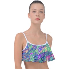 Sktechy Style Guitar Drawing Motif Colorful Random Pattern Wb Frill Bikini Top by dflcprintsclothing