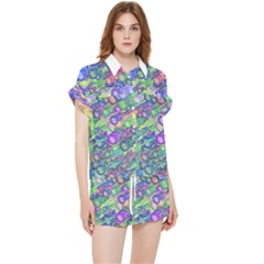 Sktechy Style Guitar Drawing Motif Colorful Random Pattern Wb Chiffon Lounge Set by dflcprintsclothing