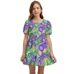 Sktechy Style Guitar Drawing Motif Colorful Random Pattern Wb Kids  Short Sleeve Dolly Dress by dflcprintsclothing