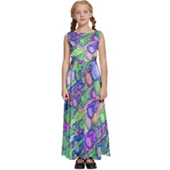 Sktechy Style Guitar Drawing Motif Colorful Random Pattern Wb Kids  Satin Sleeveless Maxi Dress by dflcprintsclothing