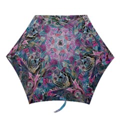 Pink Swirls Blend  Mini Folding Umbrellas by kaleidomarblingart