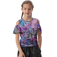 Pink Swirls Blend  Kids  Butterfly Cutout T-shirt by kaleidomarblingart