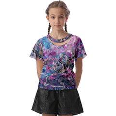 Pink Swirls Blend  Kids  Front Cut T-shirt by kaleidomarblingart