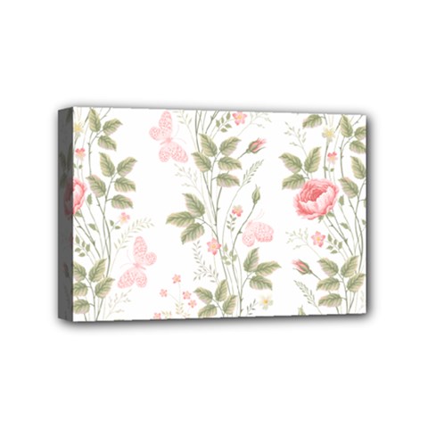 Flowers Roses Pattern Nature Bloom Mini Canvas 6  X 4  (stretched) by Grandong