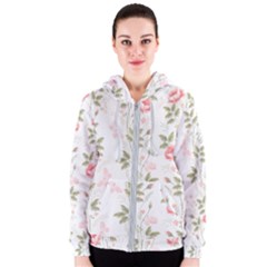 Flowers Roses Pattern Nature Bloom Women s Zipper Hoodie by Grandong