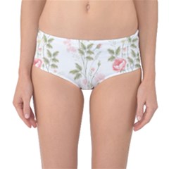 Flowers Roses Pattern Nature Bloom Mid-waist Bikini Bottoms by Grandong